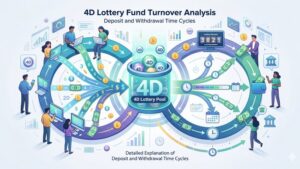 Современная иллюстрация анализа оборота средств в лотерее 4D с графиками депозитов и выводов